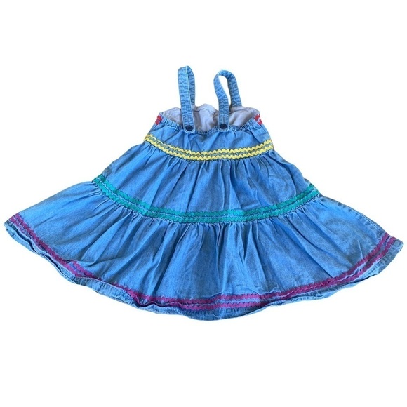 Hanna Andersson Ric Rac Denim Chambray Dress Size 4 Tiered Summer Dress - Picture 3 of 9